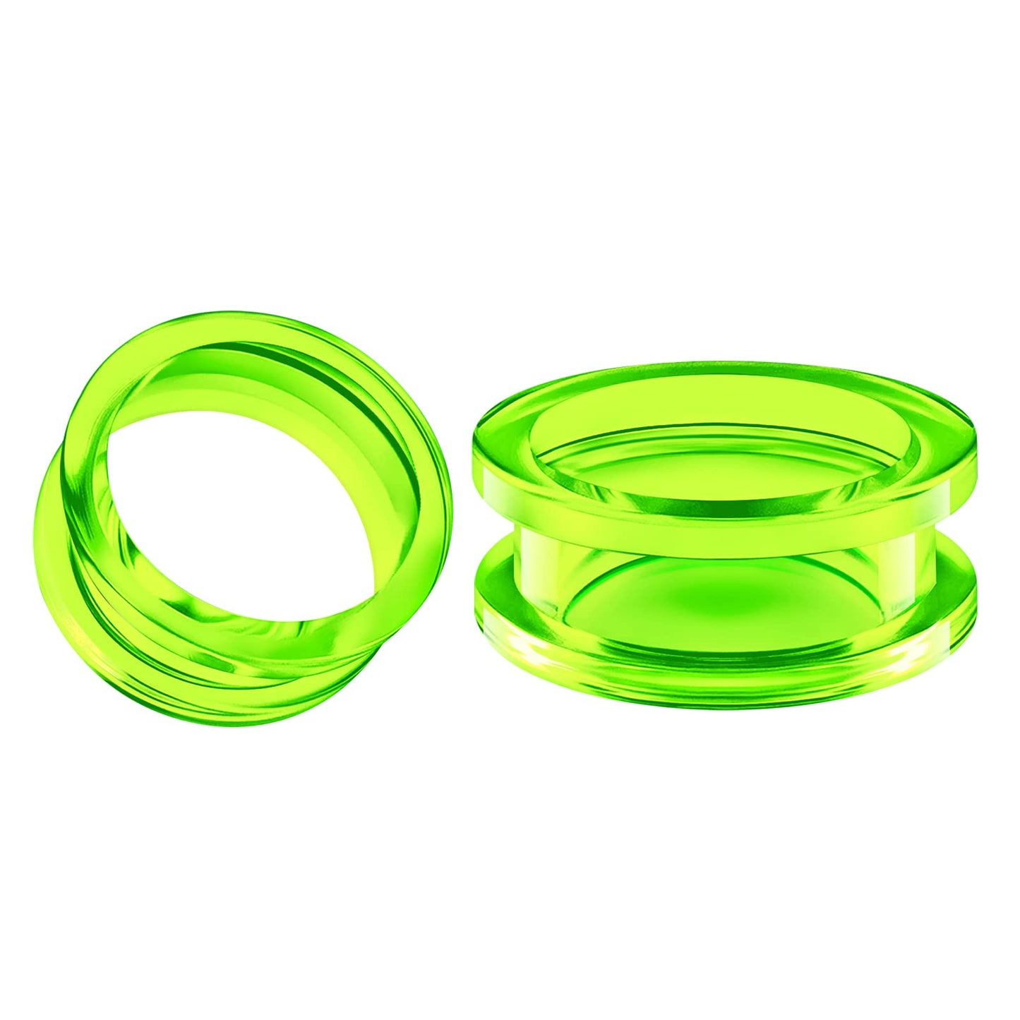 Pair of Green Acrylic flesh Tunnels External Piercing Jewelry Stretcher Screw-fit Ear Plugs Earring Lobe