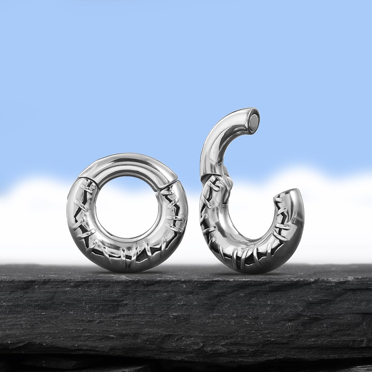 1 Pair Stainless Steel 2g Hoop Gauge Plug Ear Weights For Stretched Ears Heavy Weighted Tunnels 6mm Ear Gauge Expander Piercing Jewelry