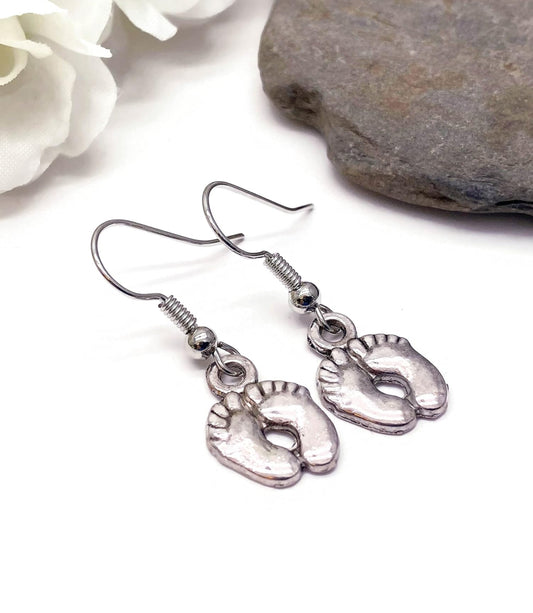 Baby Feet Charm Pregnancy Earrings