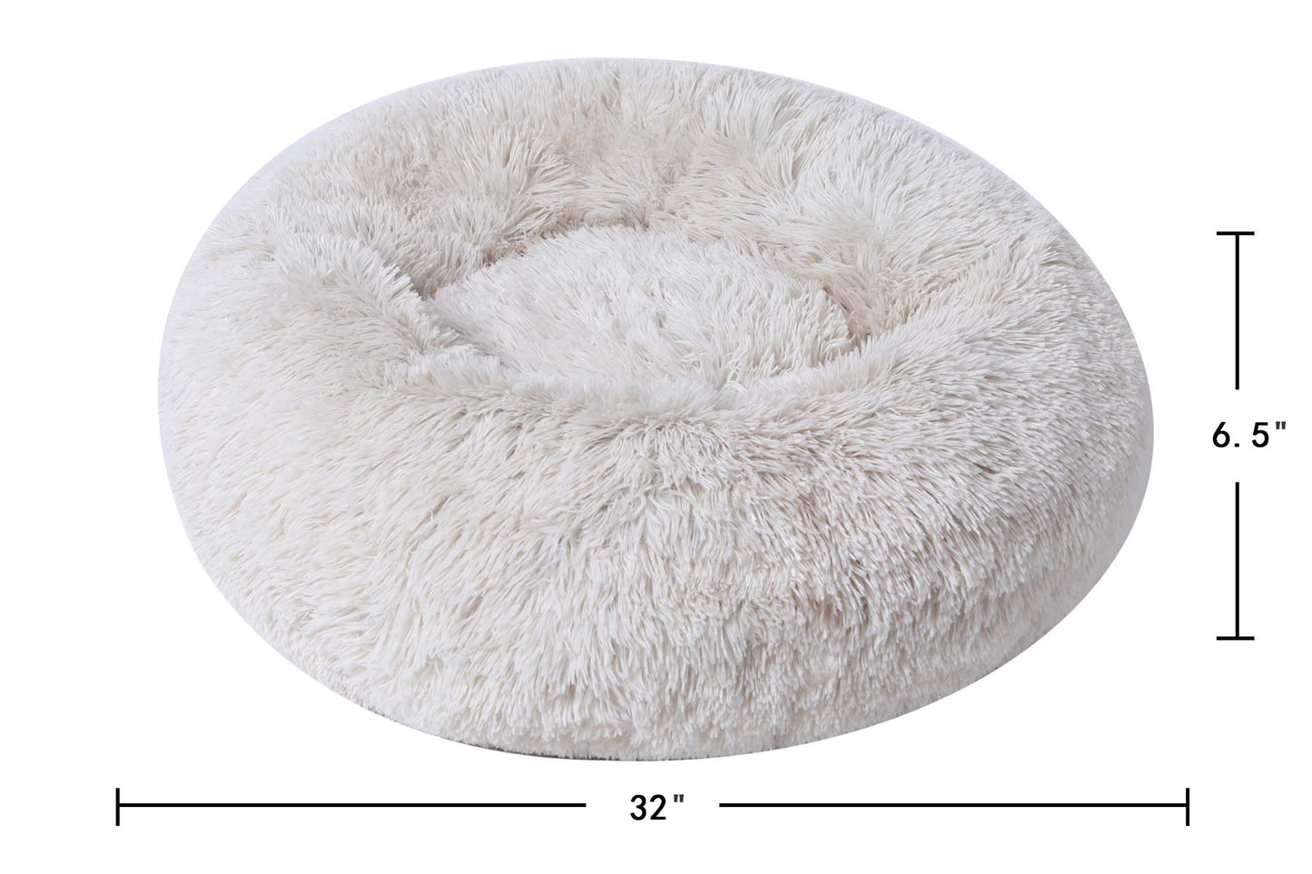 Dog Bed Calming Cat and Dog Beds, 20 inches Beige Cat Bed, Black/Pink/Beige Puppy Bed,Original Calming Donut Cat and Dog Bed in Shag Fur– Machine Washable, Anti Slip Waterproof Bottom