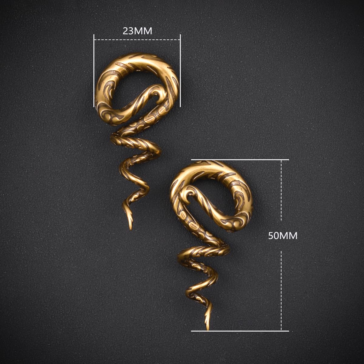 2PCS 2G Ear Sprial Tapers Plug Gauges Brass Ear Stretcher Hangers 6mm Gothic Ear Tunnels Expander Piercing Jewelry
