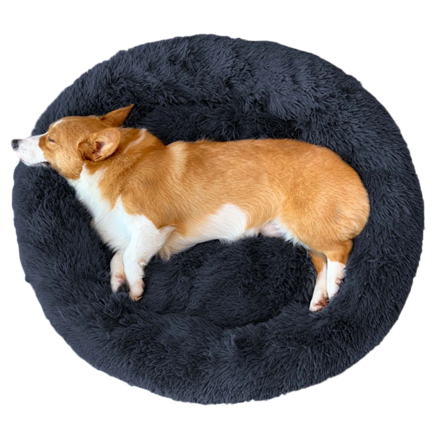 Dog Bed Calming Cat and Dog Beds, 20 inches Beige Cat Bed, Black/Pink/Beige Puppy Bed,Original Calming Donut Cat and Dog Bed in Shag Fur– Machine Washable, Anti Slip Waterproof Bottom