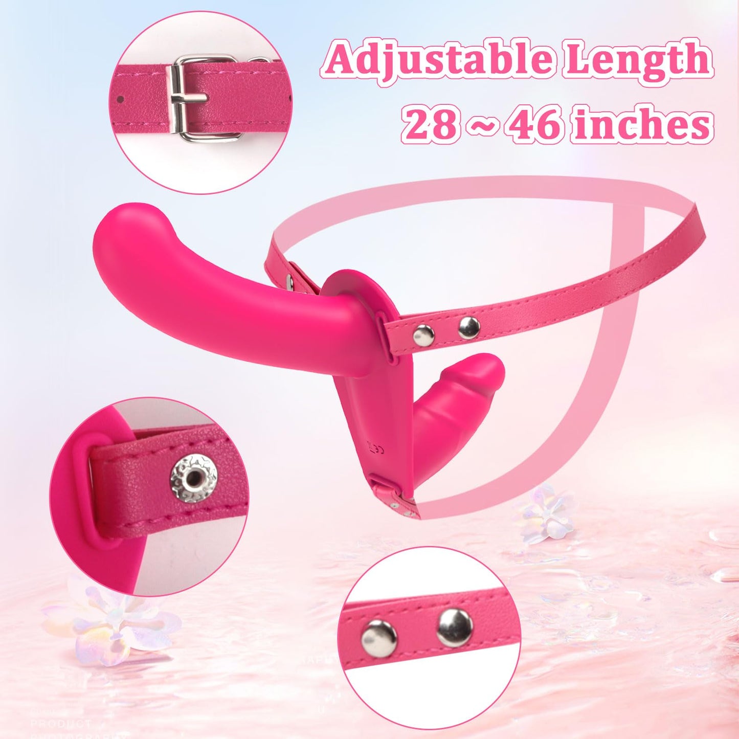 Strap on Dildo Vibrator Vibrating Dildo Strap on Harness Double Dildo Lesbian Sex Toys Couples Adult Toys Dildo Harness Adjustable Strapless Dildo 10 Vibration Remote Control Wearable Vibrator