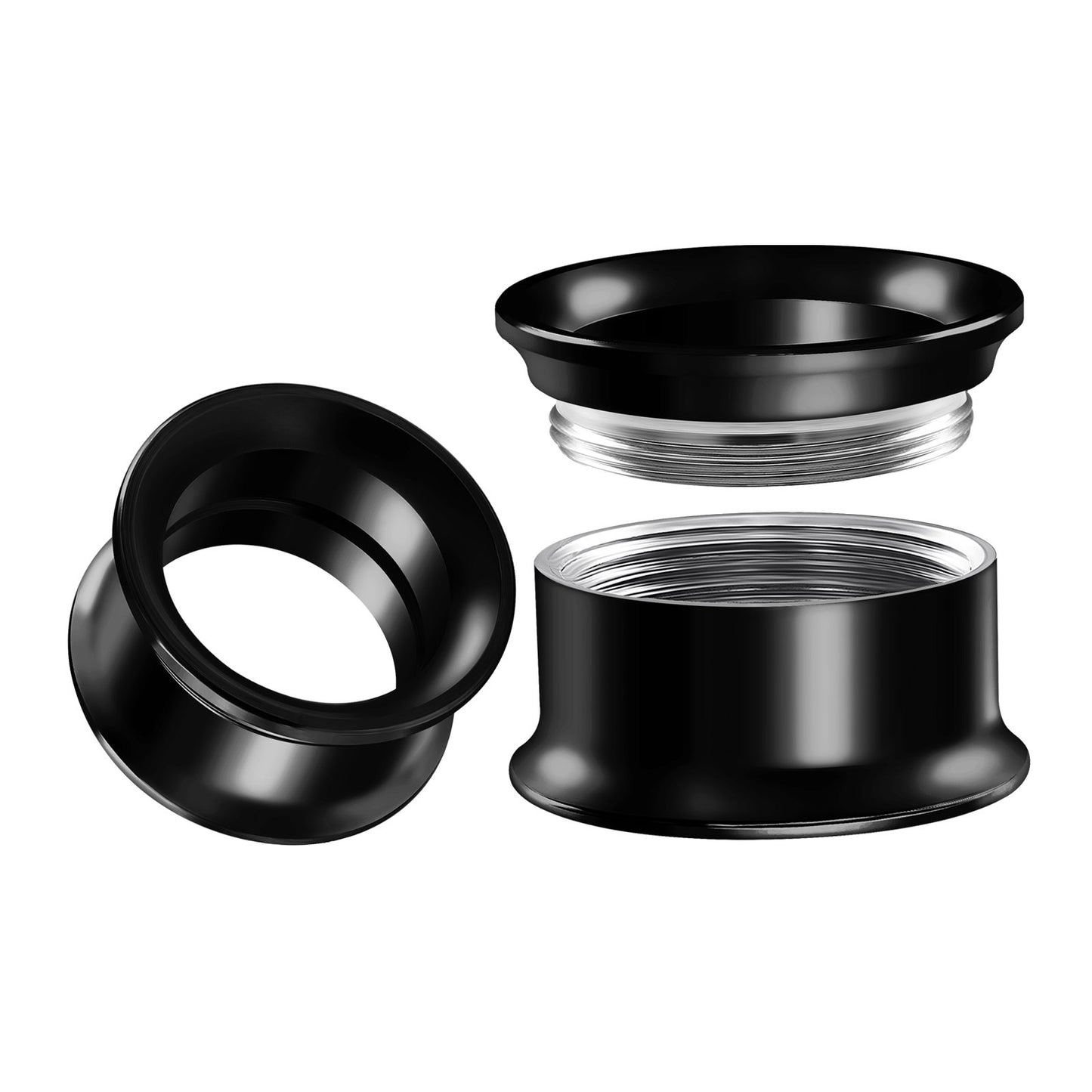 Internally Threaded Surgical Steel Black Double Flared Tunnel Piercing Jewelry Stretcher Ear Plug Earring Lobe Tunnel