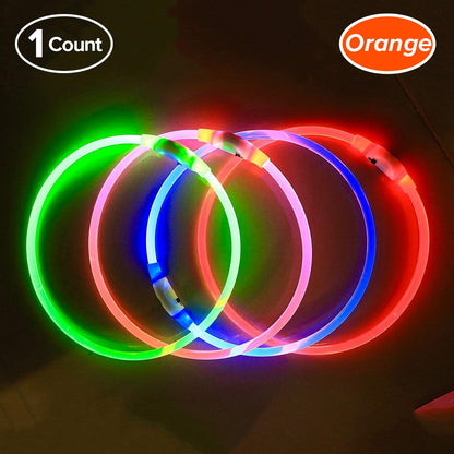 BSeen LED Pet Collar, USB Rechargeable, Glowing for Night Safety, Fashion Light up Collar for Small Medium Large Dogs (Pink)