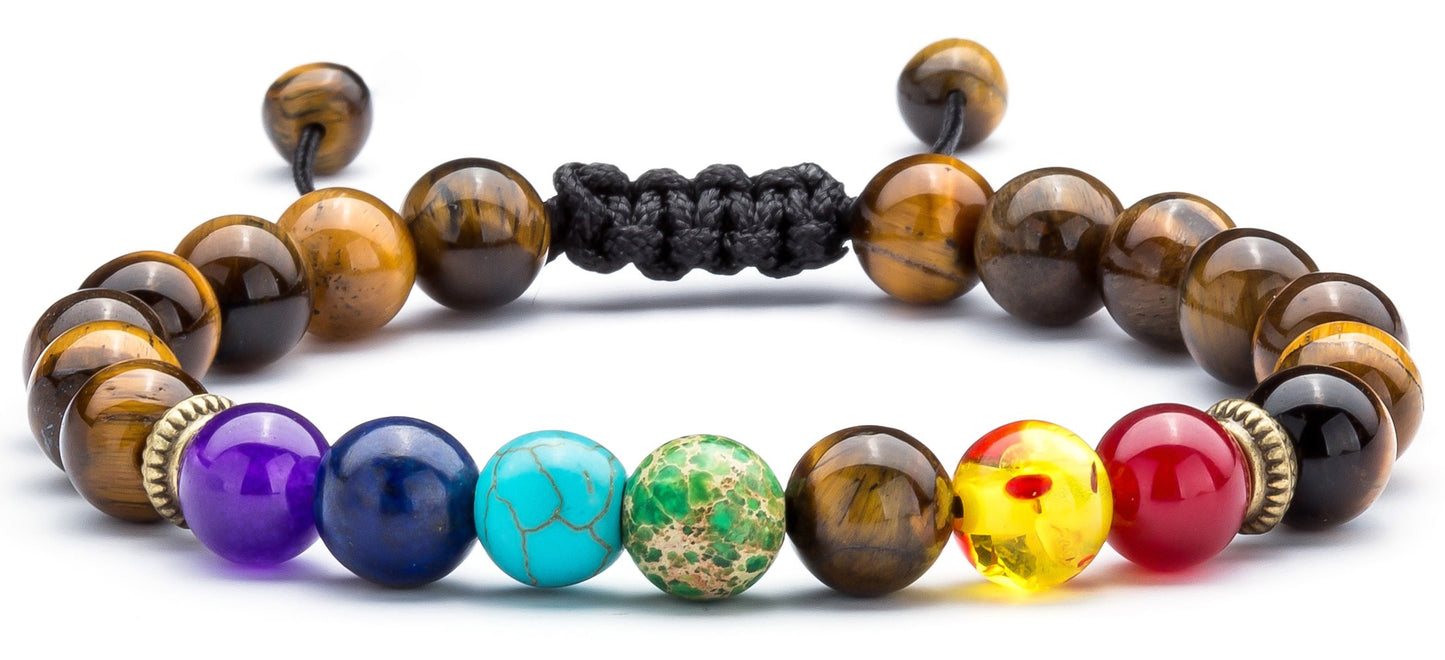 Hamoery Men Women 8mm Lava Rock Beads Chakra Bracelet Braided Rope Natural Stone Yoga Bracelet Bangle