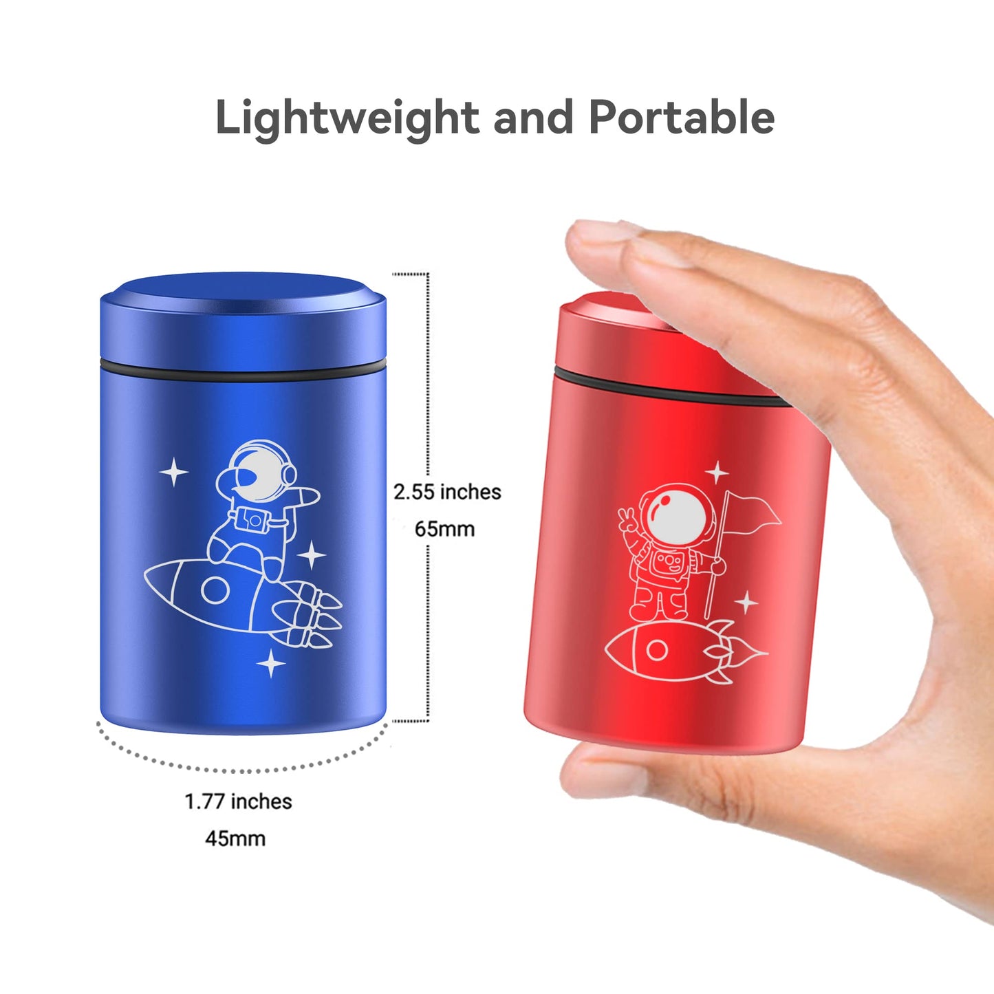 2 Pack Portable Storage Jar,Airtight Smell Proof Aluminum Container,Stash Jar with Screw-Top Lid,Multipurpose Container for Spices,Coffee & Teas