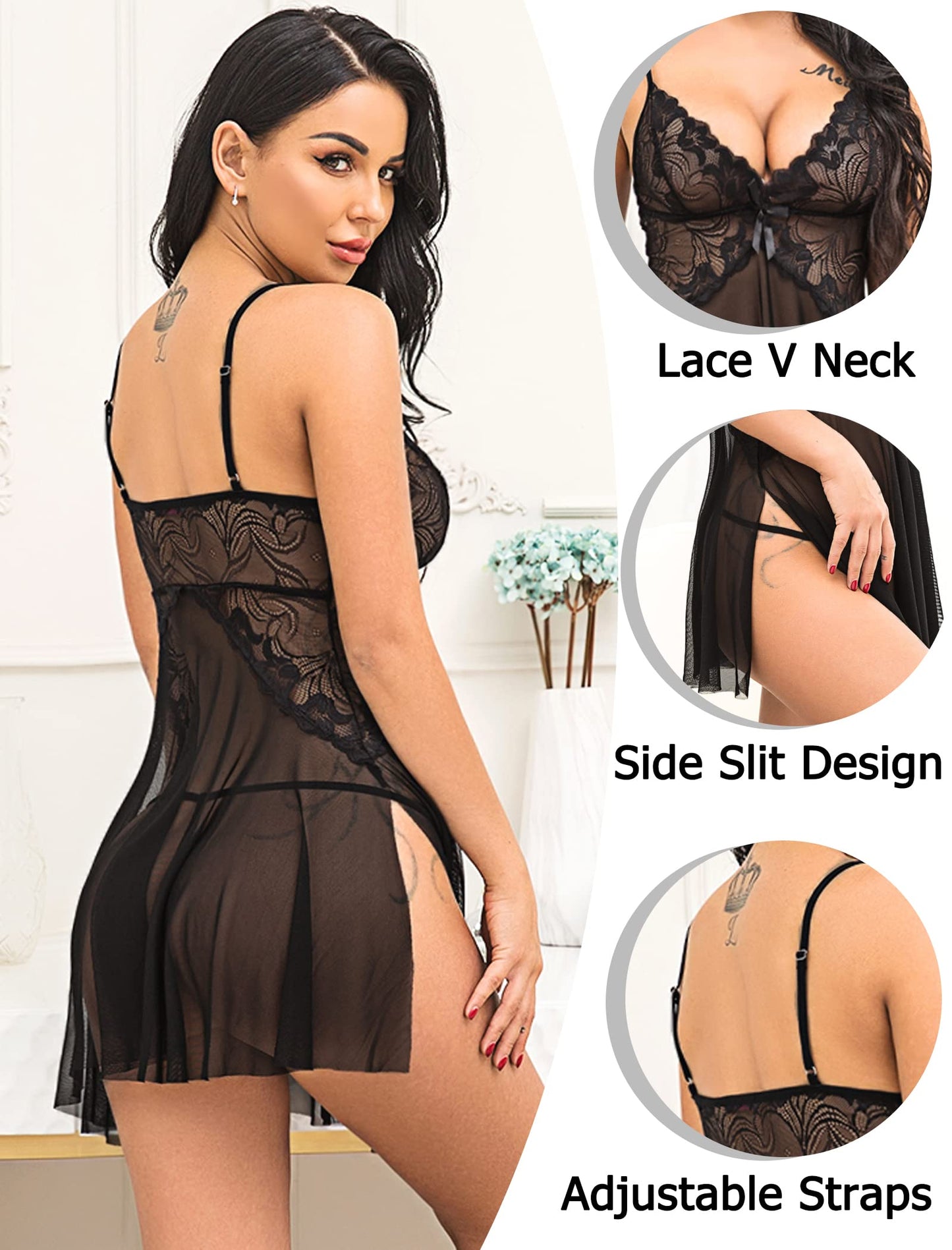 Avidlove Women Lace Lingerie Babydoll Sexy Chemise Exotic Nightgowns Bridal Nightdress