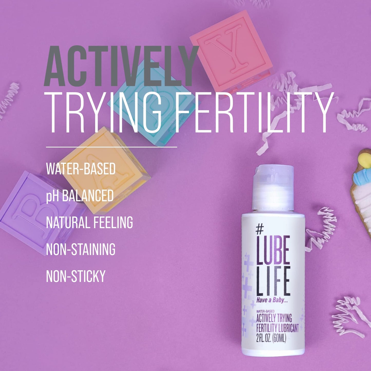 Lube Life Water-Based Actively Trying Fertility Lubricant, Fertility Friendly Lube for Men, Women and Couples, 2 Fl Oz