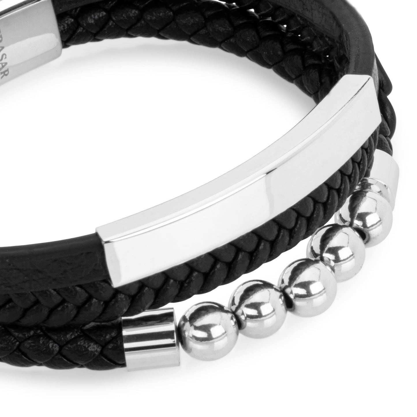 SERASAR Premium Leather Bracelet Men | Stainless Steel Magnetic Clasp | Three Colors | Jewelry Box Included