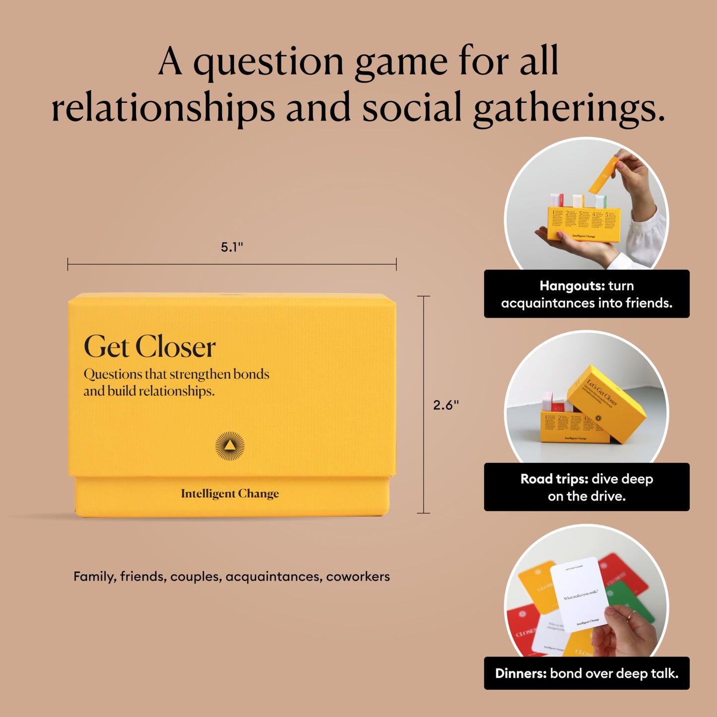 Intelligent Change Get Closer Conversation Cards for Couples, Intimacy Deck Card Game, Fun Date Night Ideas, 100 Icebreaker Couple Questions to Strengthen Bonds and Relationships