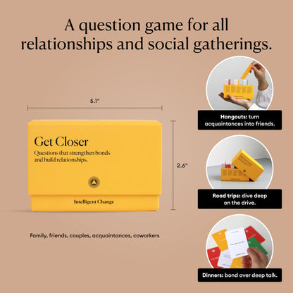 Intelligent Change Get Closer Conversation Cards for Couples, Intimacy Deck Card Game, Fun Date Night Ideas, 100 Icebreaker Couple Questions to Strengthen Bonds and Relationships