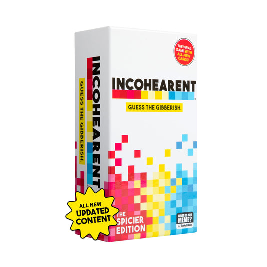 Incohearent, The Guess the Gibberish Party Game by Relatable, A Funny Card Game for Adults, Great for Bachelorette Party Games or Game Night Games, Includes 400 Cards, Instructions, and 1 Sand Timer