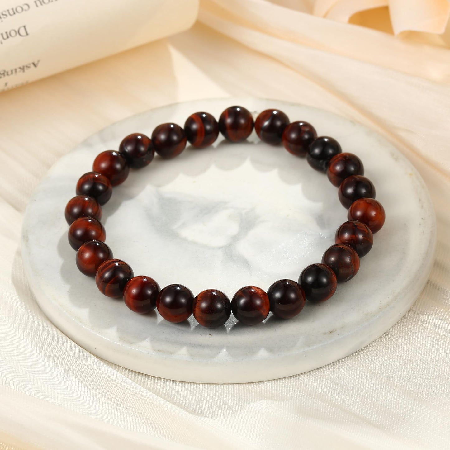 M MOOHAM Natural Stone Bracelets for Men - 8mm Tiger Eye | Matte Agate | Lava Rock Bracelets for Men Teen Boys Gifts Fathers Day Anniversary Birthday Gifts for Him