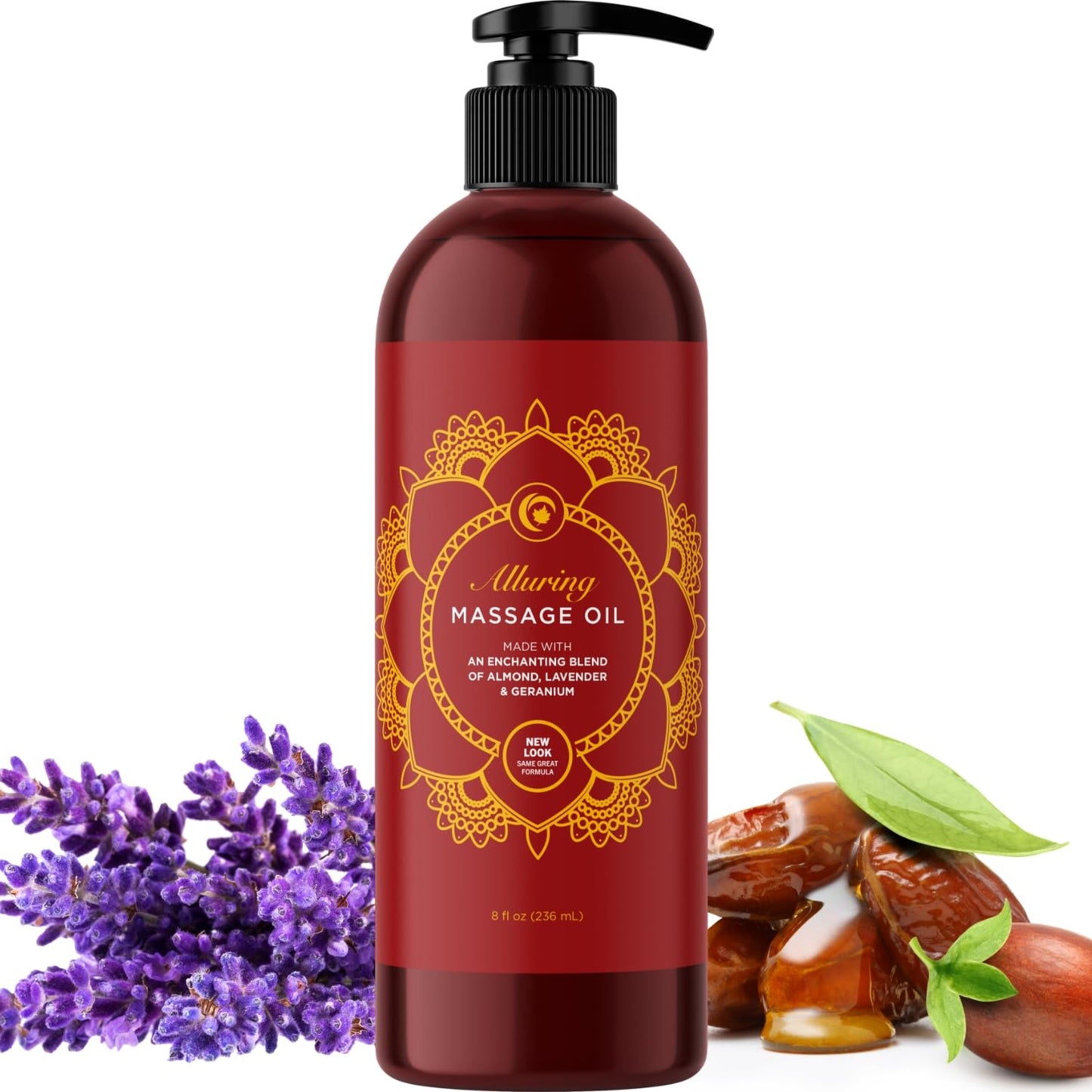 Aromatherapy Sensual Massage Oil for Couples - Relaxing Full Body Massage Oil for Date Night with Sweet Almond Oil - Vegan Lavender Massage Oil for Massage Therapy Smooth Gliding Formula 8 Fl Oz