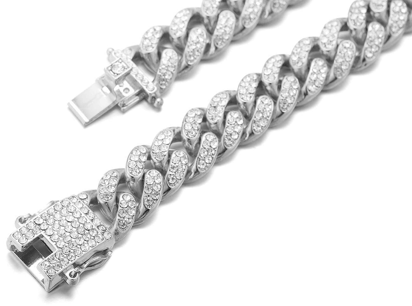 Halukakah Cat Collar - Carat - Iced Out Diamond Cuban Link Gold Chain for Cats & Kittens - Platinum Plated 7" Collar Size - for Decoration Only - Get Your Cat Catwalk Ready