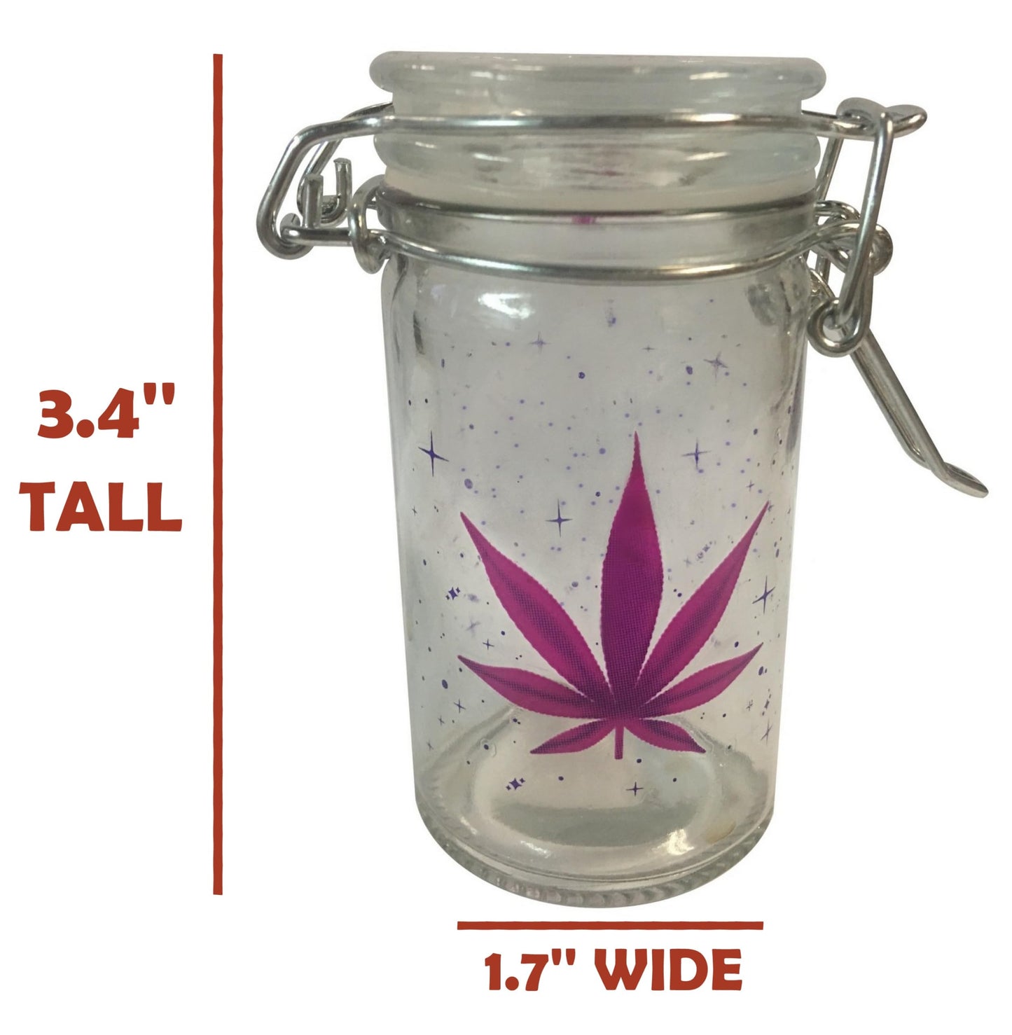 Funny Guy Mugs Air Tight Smell Proof Containers - Stash Jar with Stainless Steel Hinged Lid - Travel Size Glass Herb Storage Jar (Devil's Lettuce)