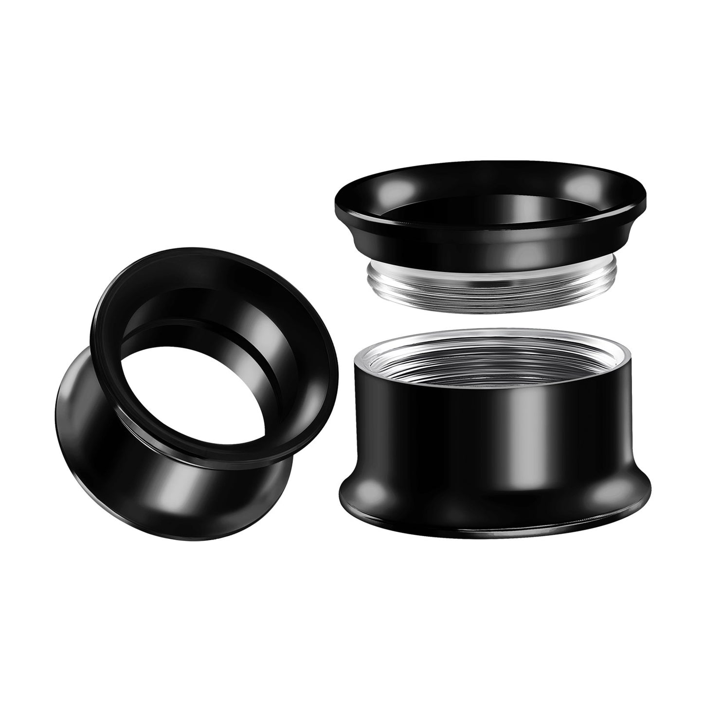 Internally Threaded Surgical Steel Black Double Flared Tunnel Piercing Jewelry Stretcher Ear Plug Earring Lobe Tunnel