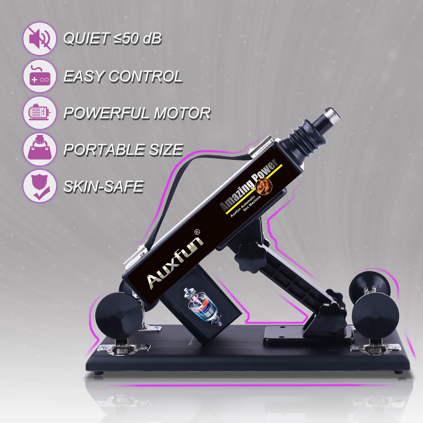 AUXFUN Sex Machine Guns, Automatic Machine Adult Sex Toys Adjustable 3 XLR Connector Love Machine with 8 Attachments for Men Women and Couples