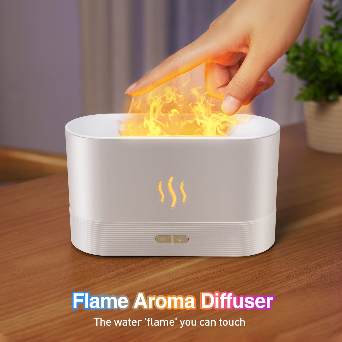 Colorful Flame Air Aroma Diffuser Humidifier, Upgraded 7 Flame Colors Noiseless Essential Oil Diffuser for Home,Office,Yoga with Auto-Off Protection 180mL (8Hours Black)