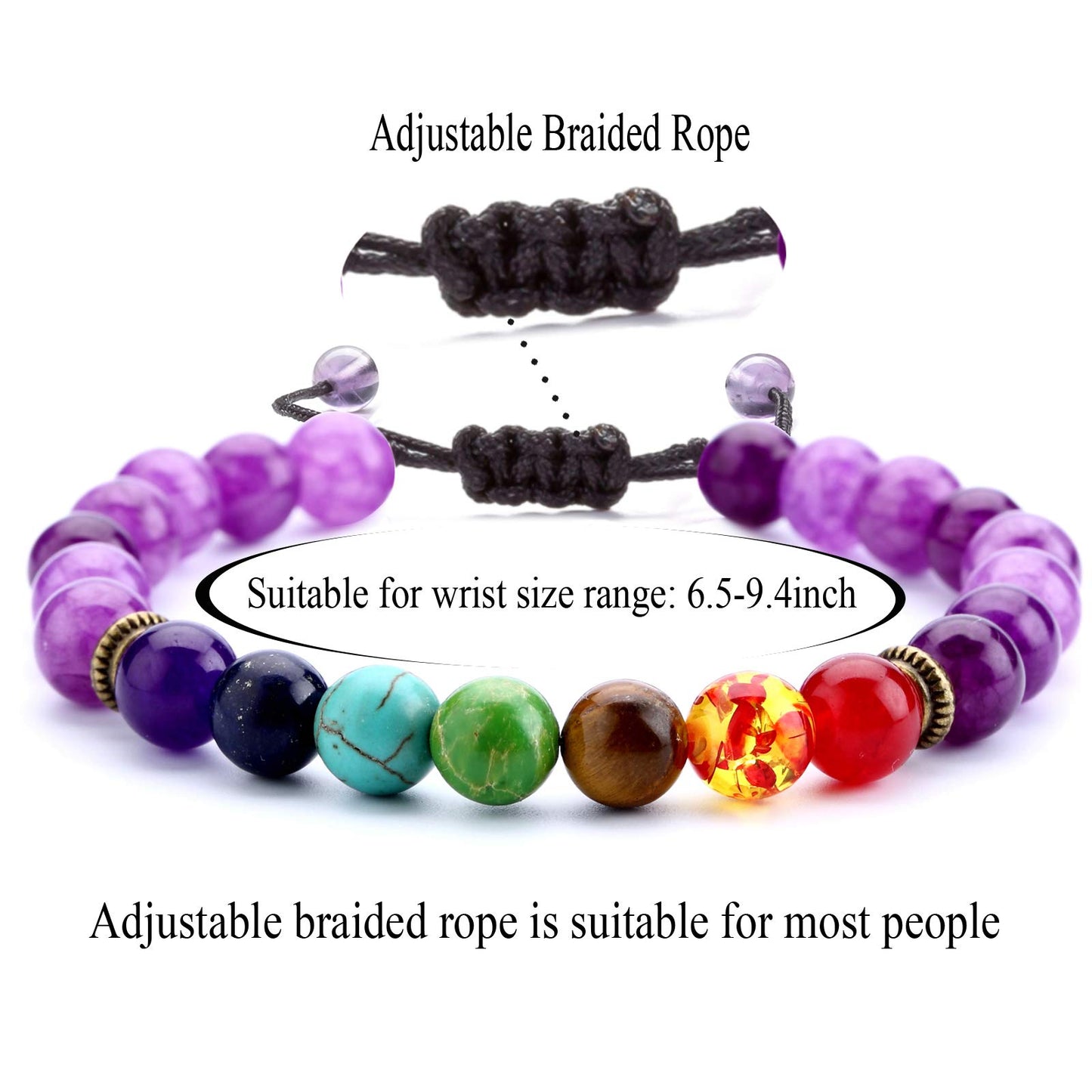 Hamoery Men Women 8mm Lava Rock Beads Chakra Bracelet Braided Rope Natural Stone Yoga Bracelet Bangle