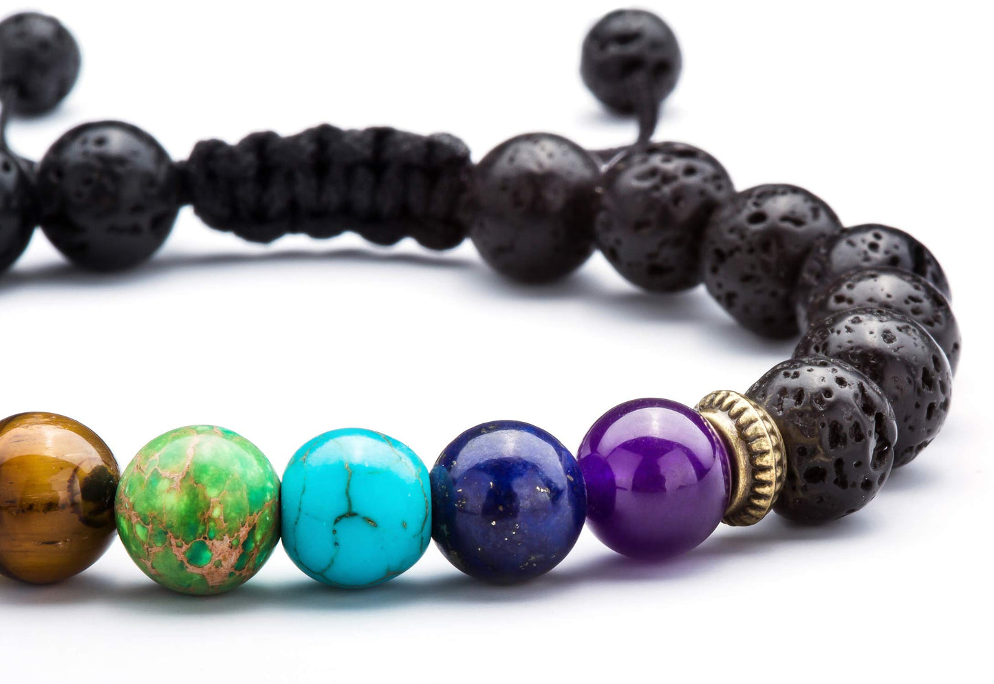 Hamoery Men Women 8mm Lava Rock Beads Chakra Bracelet Braided Rope Natural Stone Yoga Bracelet Bangle