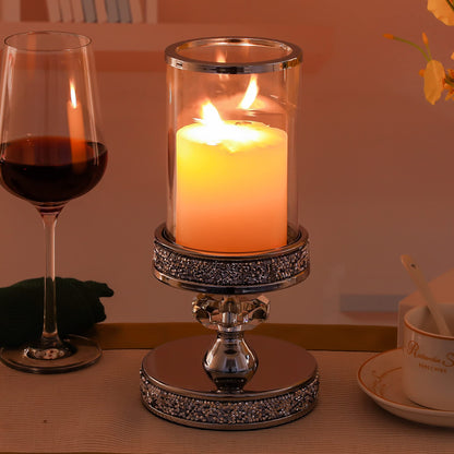 Candle Holder for Pillar Candle, Pillar Candle Holders for Wedding, Coffee Dining Table, Christmas, Table Centerpieces, Home Décor ZXC048D (1 Crystal Ball)