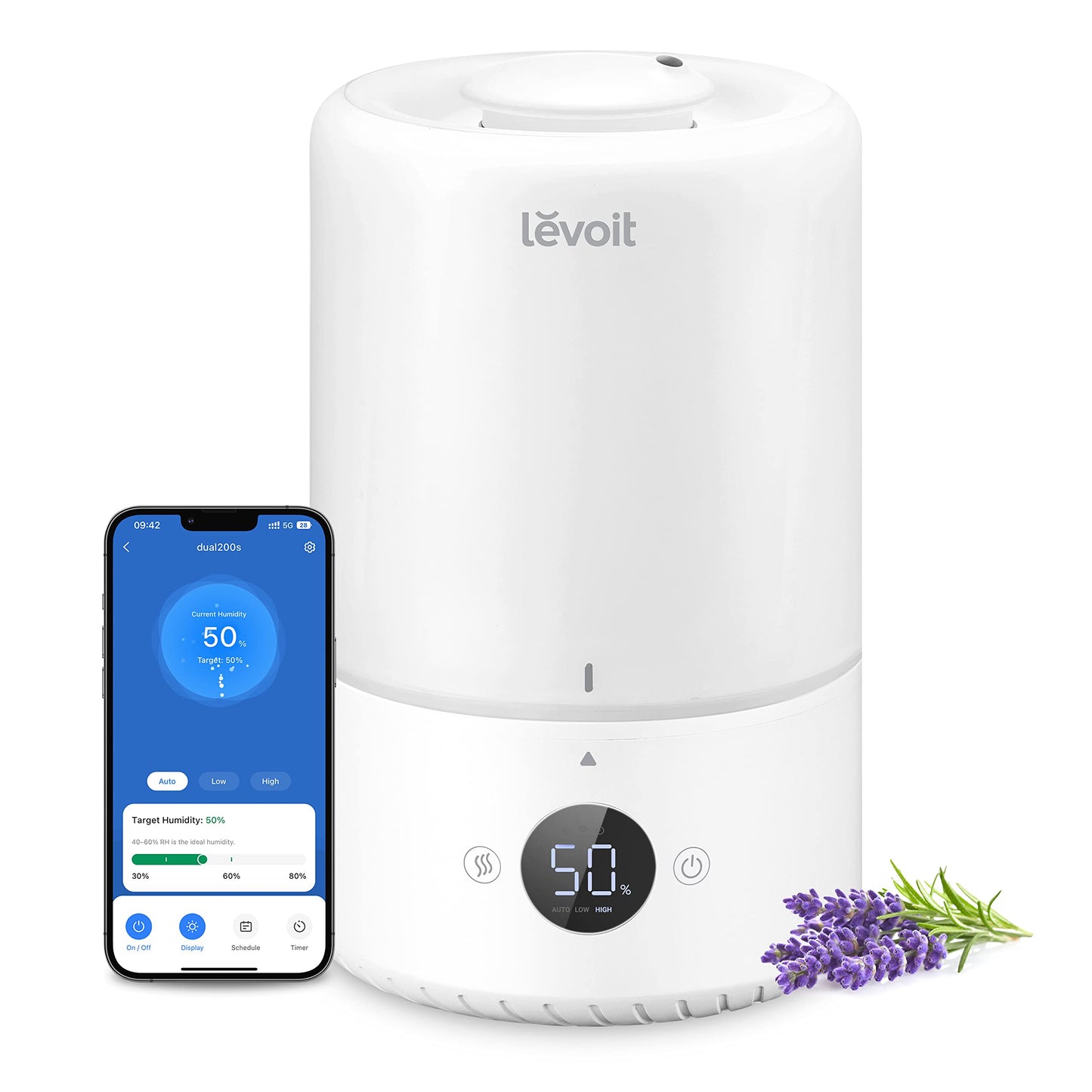 LEVOIT Humidifiers for Bedroom, Quiet (3L Water Tank) Cool Mist Top Fill Essential Oil Diffuser with 25Watt for Home Large Room, 360° Nozzle, Rapid Ultrasonic Humidification for Baby Nursery and Plant