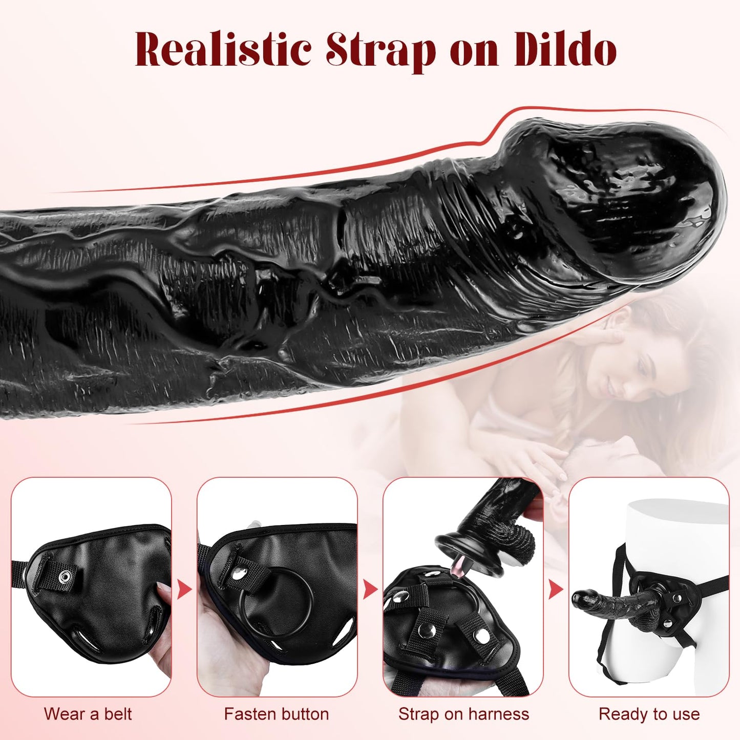 Strap-on Realistic Vibrating Dildo Wearable Harness with Bullet Vibrator, Detachable Silicone G Spot Stimulator, Vagina Massager Female Masturbator Sex Toys for Women Lesbian Couple (Flesh)