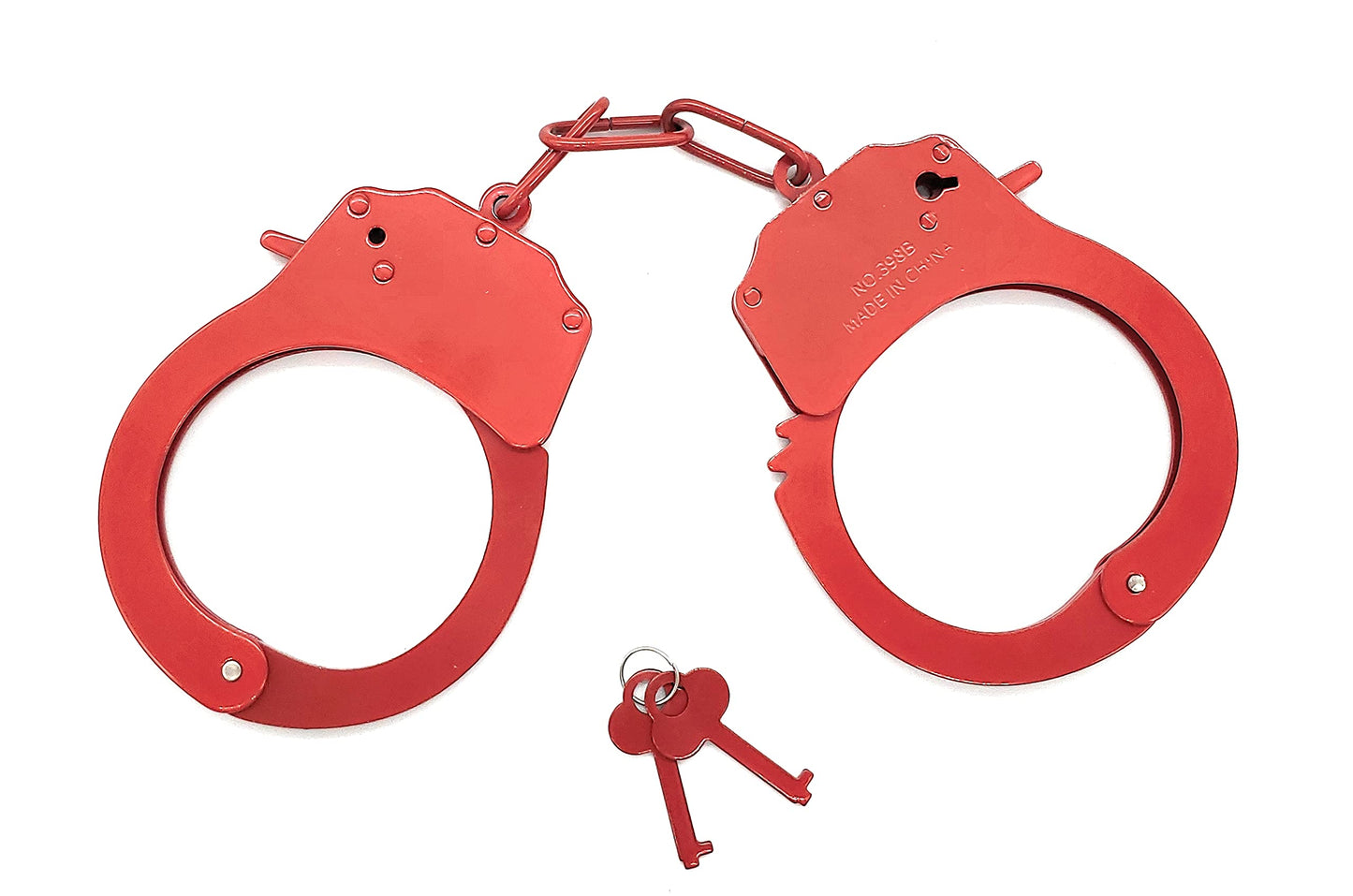 Toy Handcuffs Toy Metal Handcuffs with Keys Police Costume Prop Accessories Party Supplies (Red)