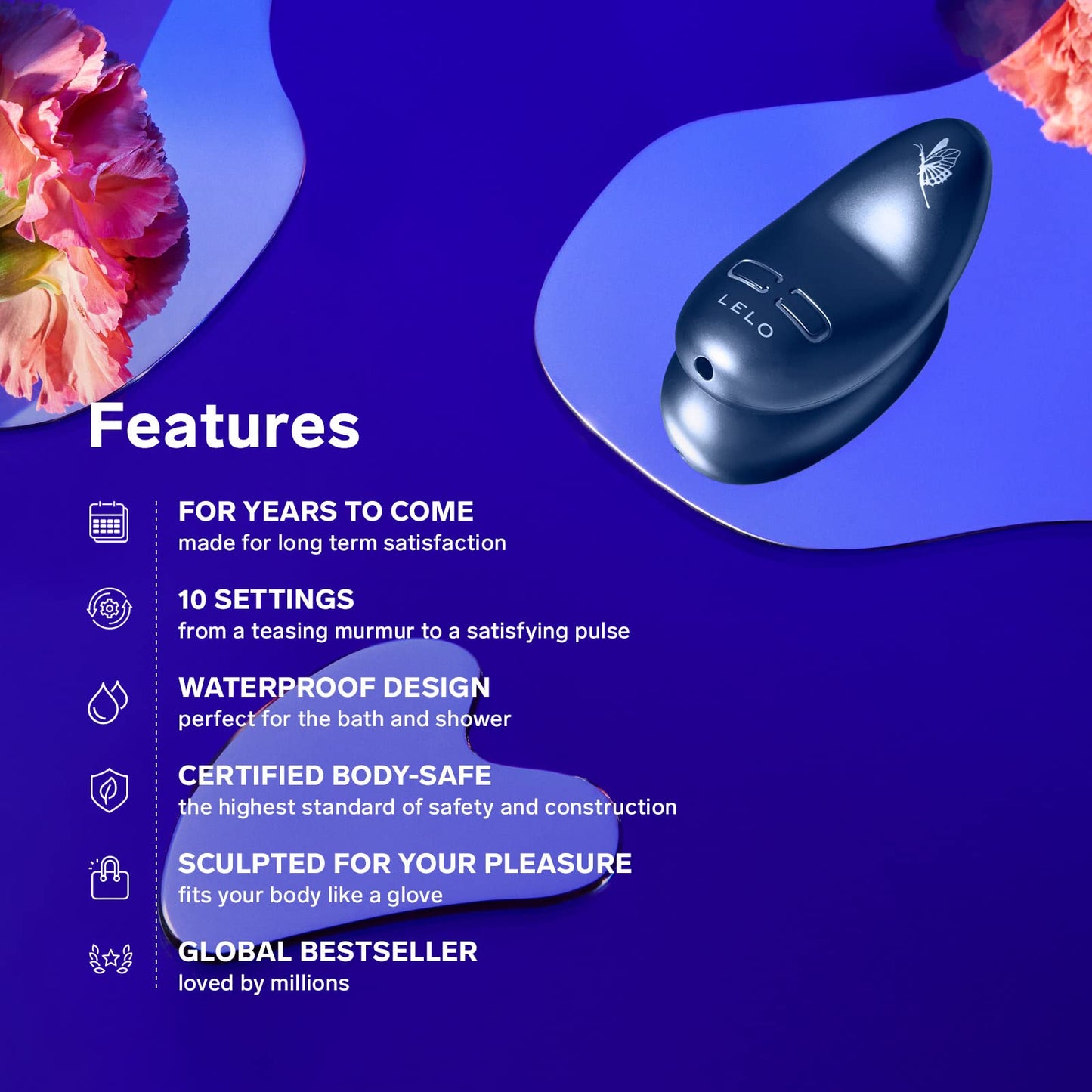 LELO NEA 3 Mini Bullet Vibrator for Woman Female Vibrator Mini Clitoris Vibrator Discreet with 10 Pleasure Settings and Varying Intensities, Alien Blue