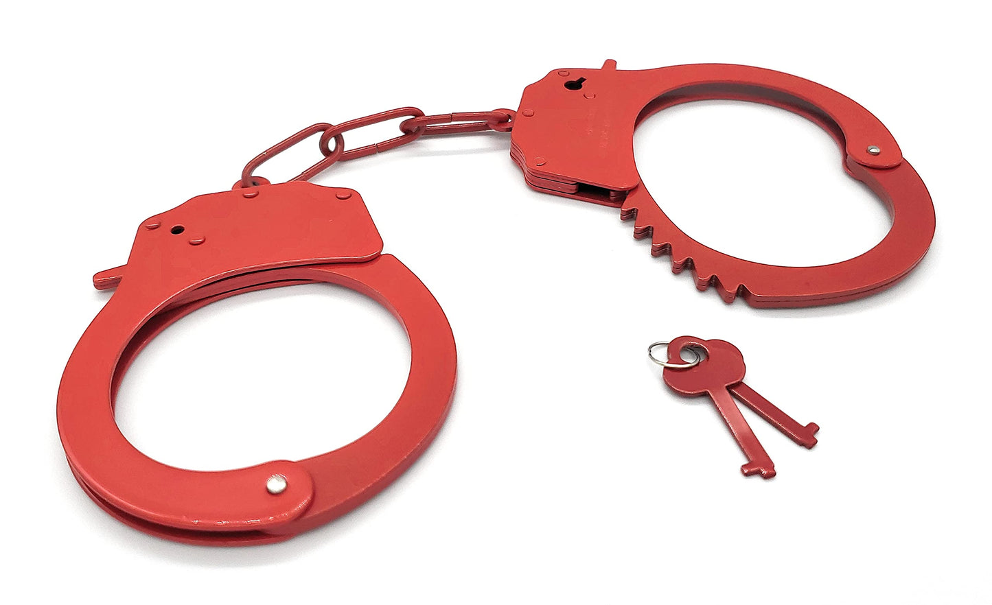 Toy Handcuffs Toy Metal Handcuffs with Keys Police Costume Prop Accessories Party Supplies (Red)