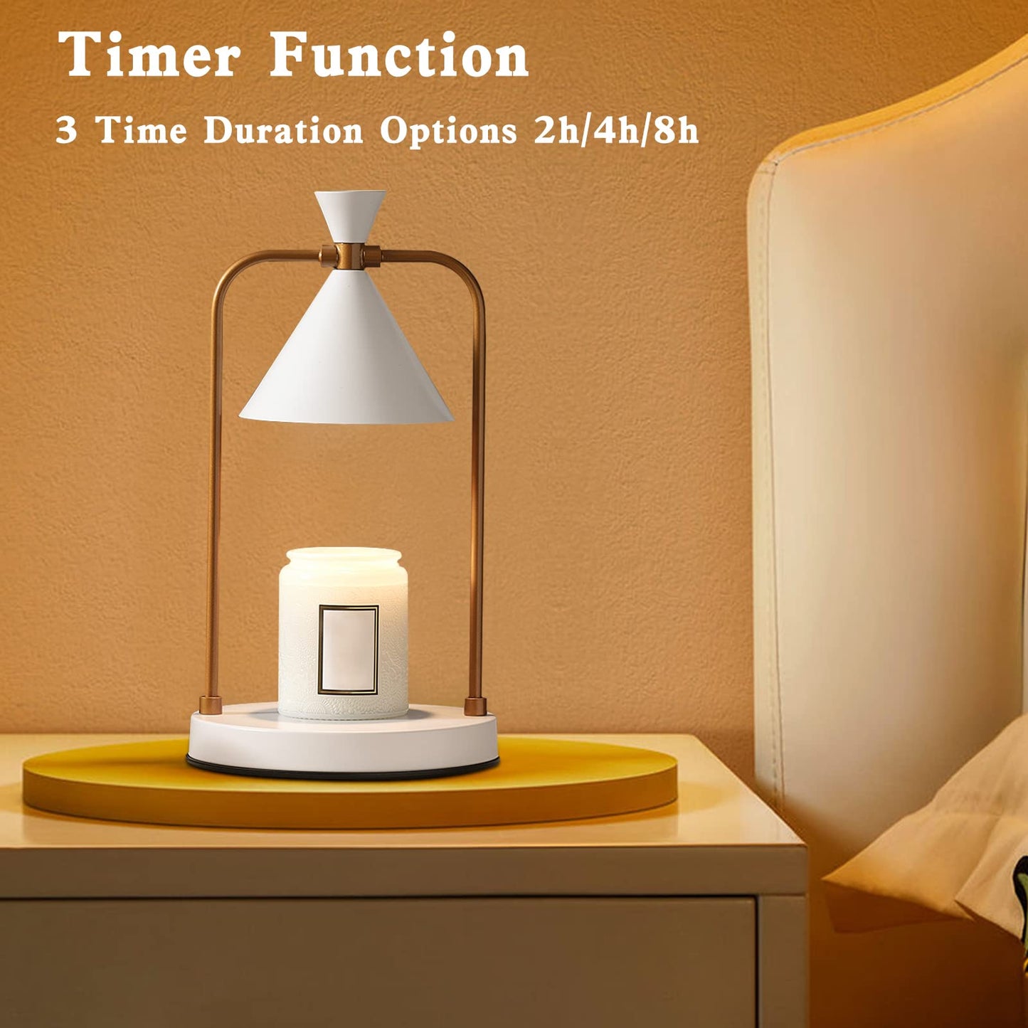 Candle Warmer Lamp with Timer, Dimmable Candle Light Electric Candle Warmer Compatible with Various Candles, Candle Holders for Home Decor, Gifts for Mothers Day/Birthday/House Warming