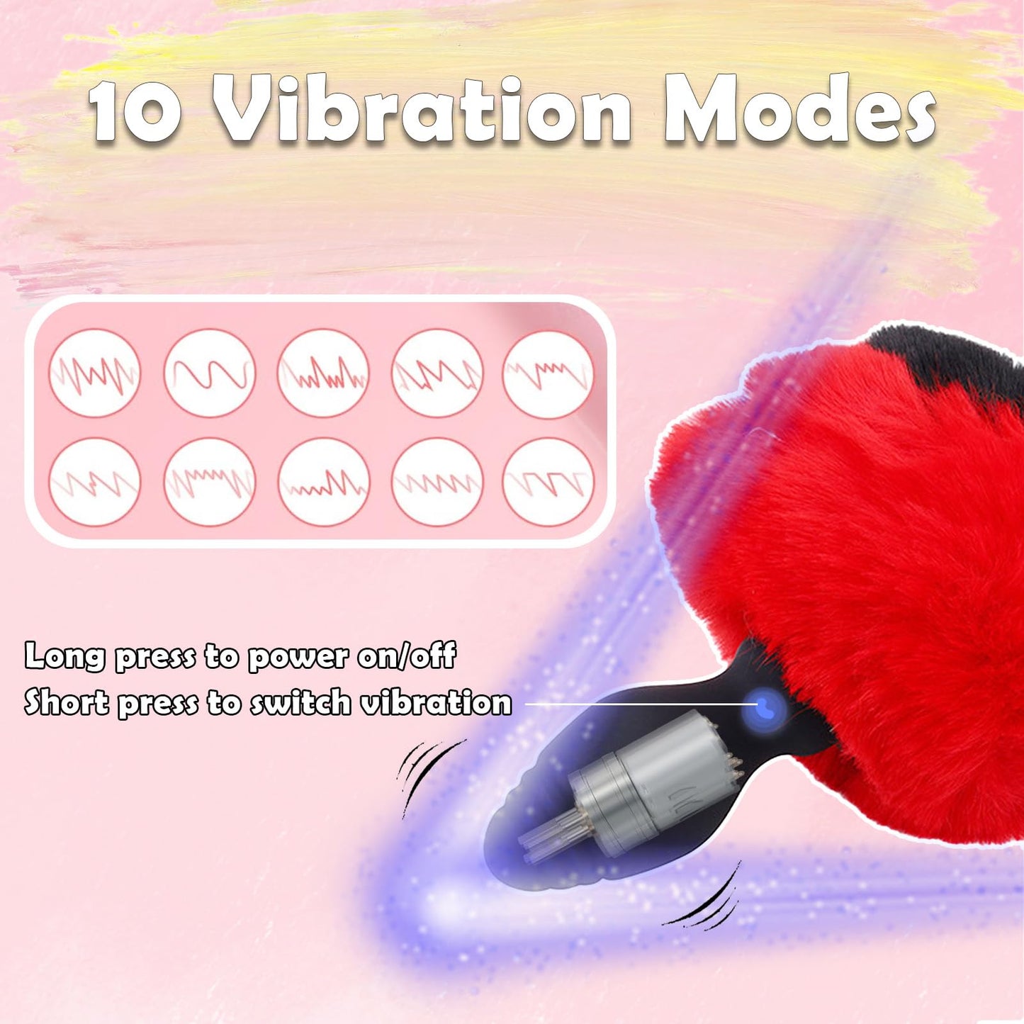 Bunny Tail Anal Plug Vibrator, Soft Silicone Butt Plug with Pink Faux Fur, Wireless Remote Control Design, Rabbit Tail Trainer for Adult Sex Toys for Role Play Cosplay Women, Men and Couples, Cute Sex