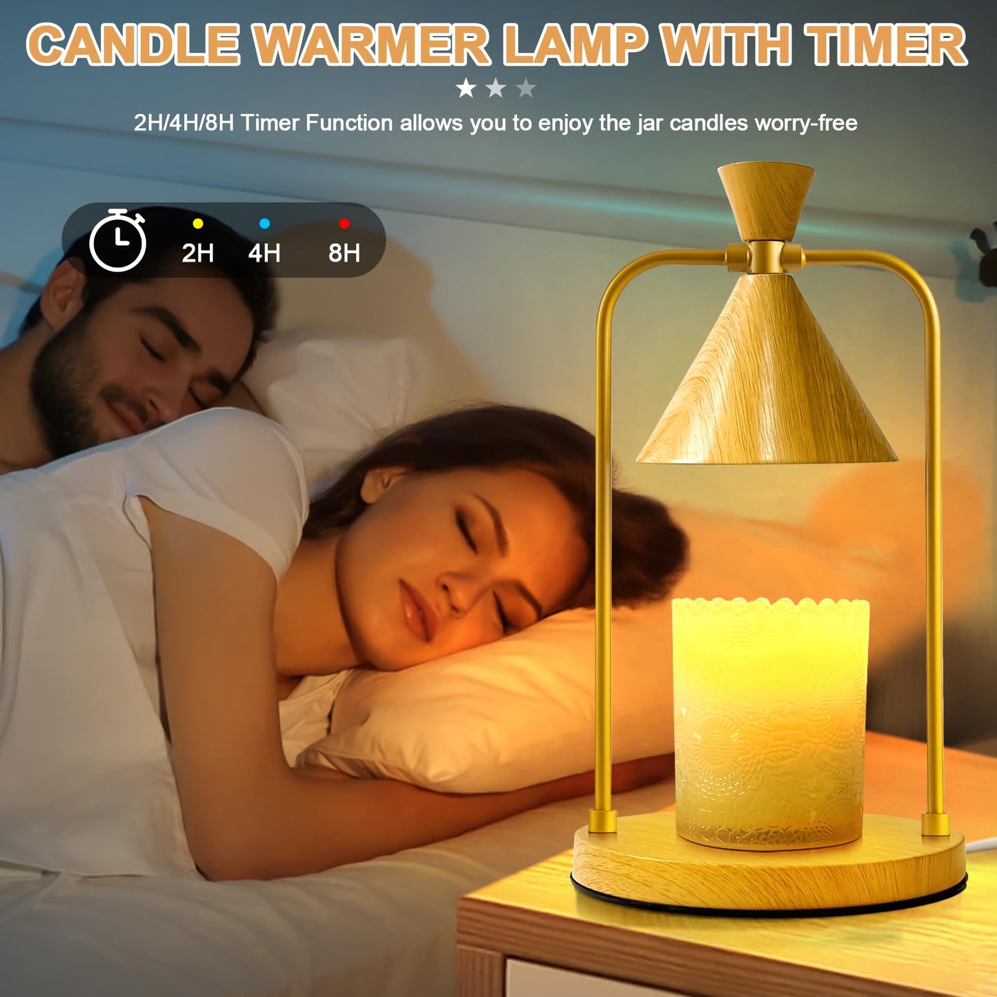 Candle Warmer Lamp with Timer, Dimmable Candle Light Electric Candle Warmer Compatible with Various Candles, Candle Holders for Home Decor, Gifts for Mothers Day/Birthday/House Warming