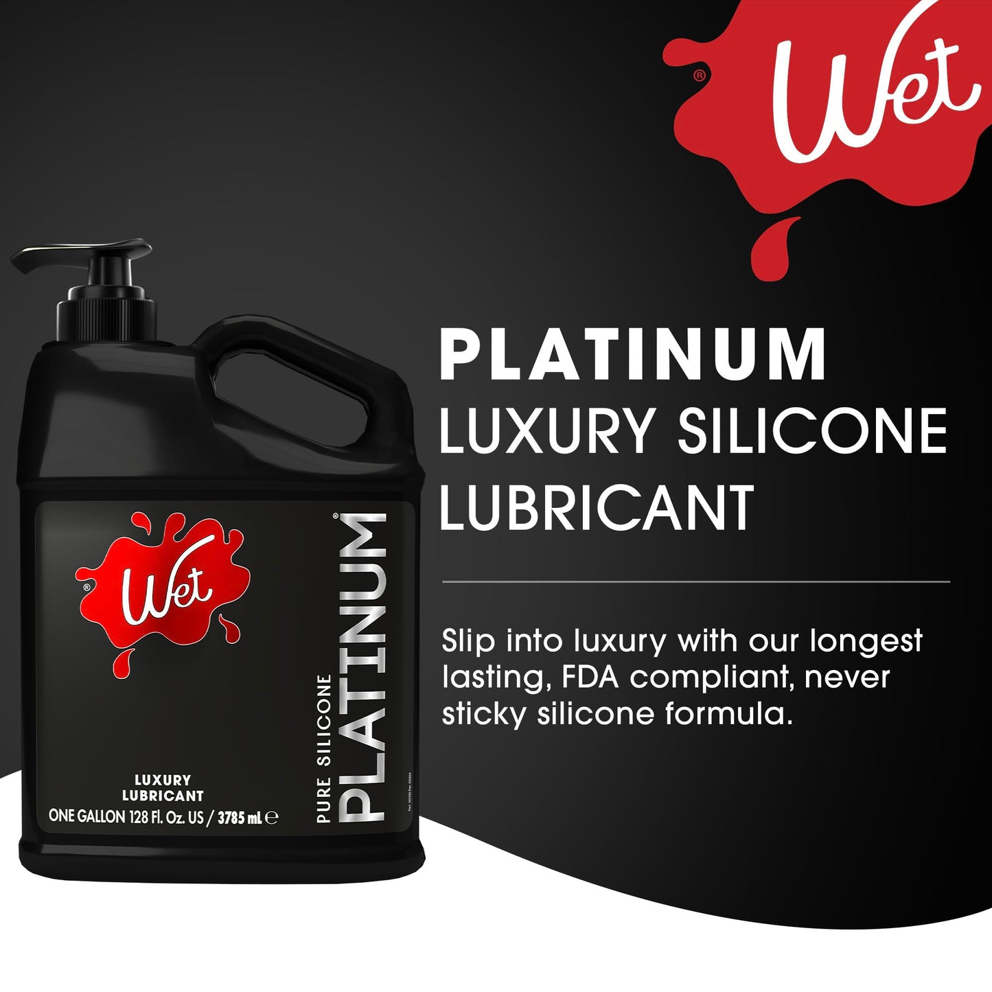 Wet Platinum Silicone-Based Lube for Men, Women & Couples, 4.2 Fl Oz - Ultra Long-Lasting & Water-Resistant Premium Personal Lubricant - Safe to Use with Latex Condoms - Non-Sticky & Hypoallergenic