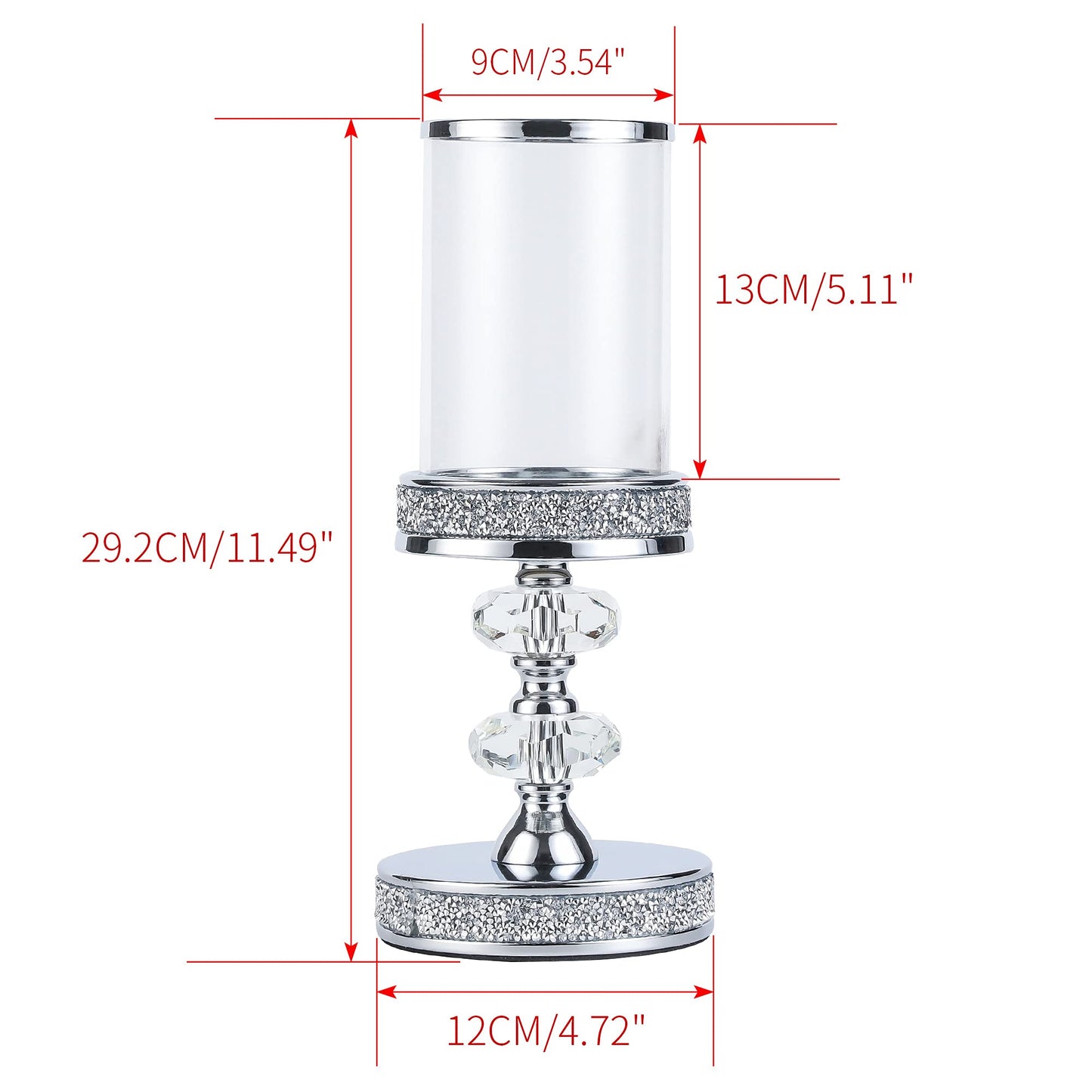 Candle Holder for Pillar Candle, Pillar Candle Holders for Wedding, Coffee Dining Table, Christmas, Table Centerpieces, Home Décor ZXC048D (1 Crystal Ball)