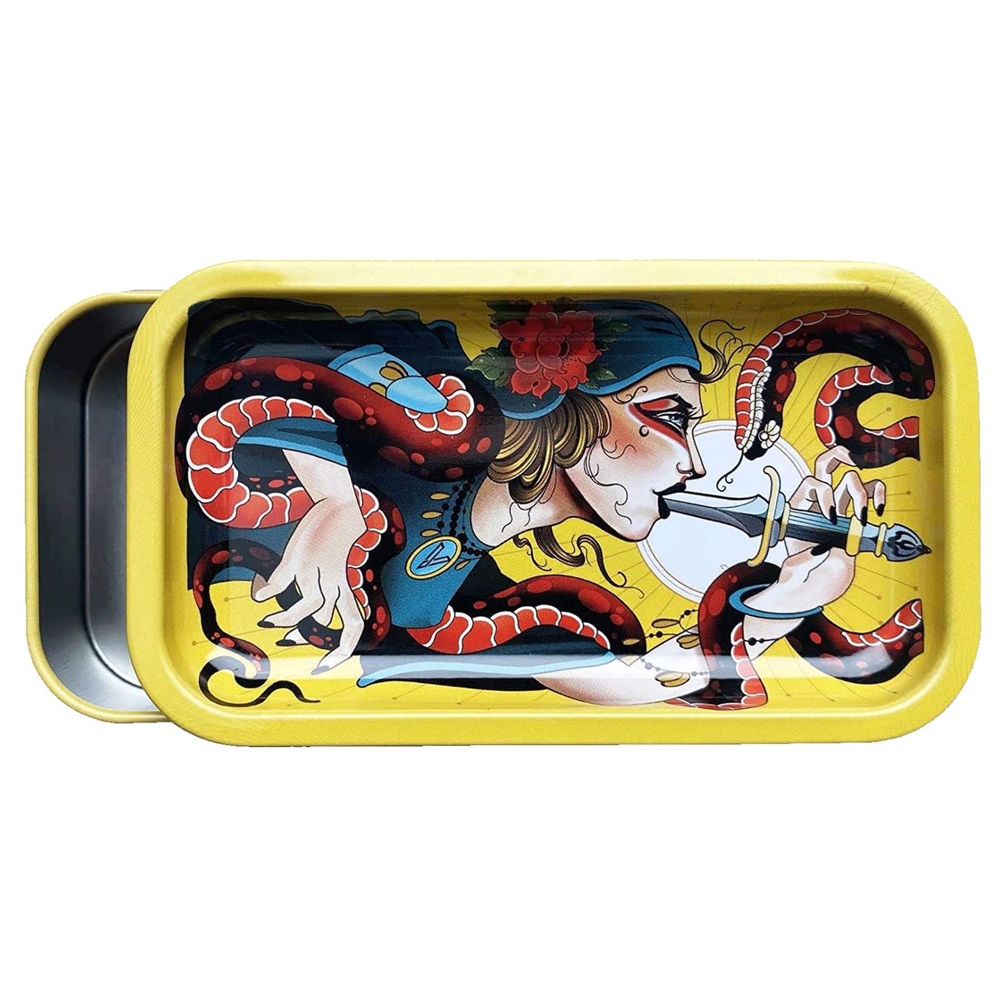 V. Syndicate 5" x 2.8" x 1.5" Mini Metal Storage Box with Lid - Airtight Lid to Avoid Moisture - Flex Your Style with 360 Print of Original Interactive Artwork on All Sides (Syndicase 2.0, Dank Diva)