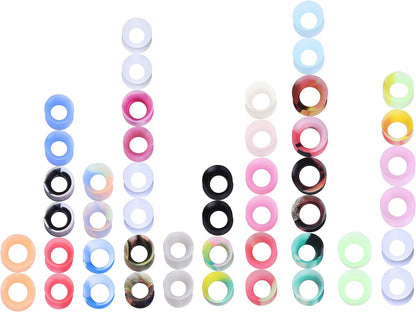 WBRWP 48/32/24/22/20/16/12pcs Ear Tunnels and Plugs - Double Flared Hollow Hard/Soft Silicone Ear Gauges - Ear Expander Stretcher Body Piercing Jewelry 8g-1"
