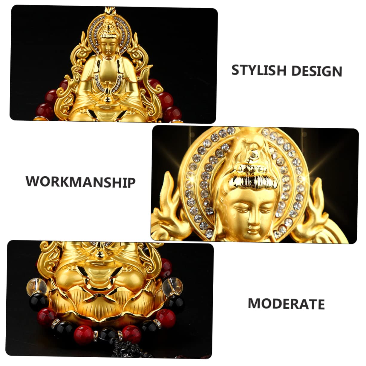 Ornaments Gold Trim Diffuser for Essential Oils Diffusers for Essential Oils Kwan Figurine Fragrance Diffuser Feng Shui Statue Car Aroma Holder Car Adornment Perfume Base Alloy