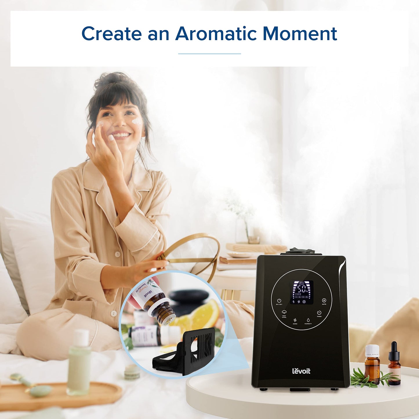 LEVOIT Humidifiers for Bedroom, Quiet (3L Water Tank) Cool Mist Top Fill Essential Oil Diffuser with 25Watt for Home Large Room, 360° Nozzle, Rapid Ultrasonic Humidification for Baby Nursery and Plant