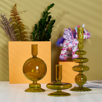 Candlestick Holders, Glass Candle Holders for Table Centerpiece, Taper Candle Stand Modern Style Black Candle Holder for Wedding Decor and Dinner Party (Color : Black)
