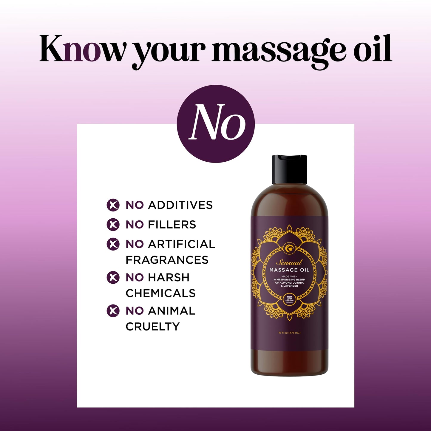 Aromatherapy Sensual Massage Oil for Couples - Relaxing Full Body Massage Oil for Date Night with Sweet Almond Oil - Vegan Lavender Massage Oil for Massage Therapy Smooth Gliding Formula 8 Fl Oz