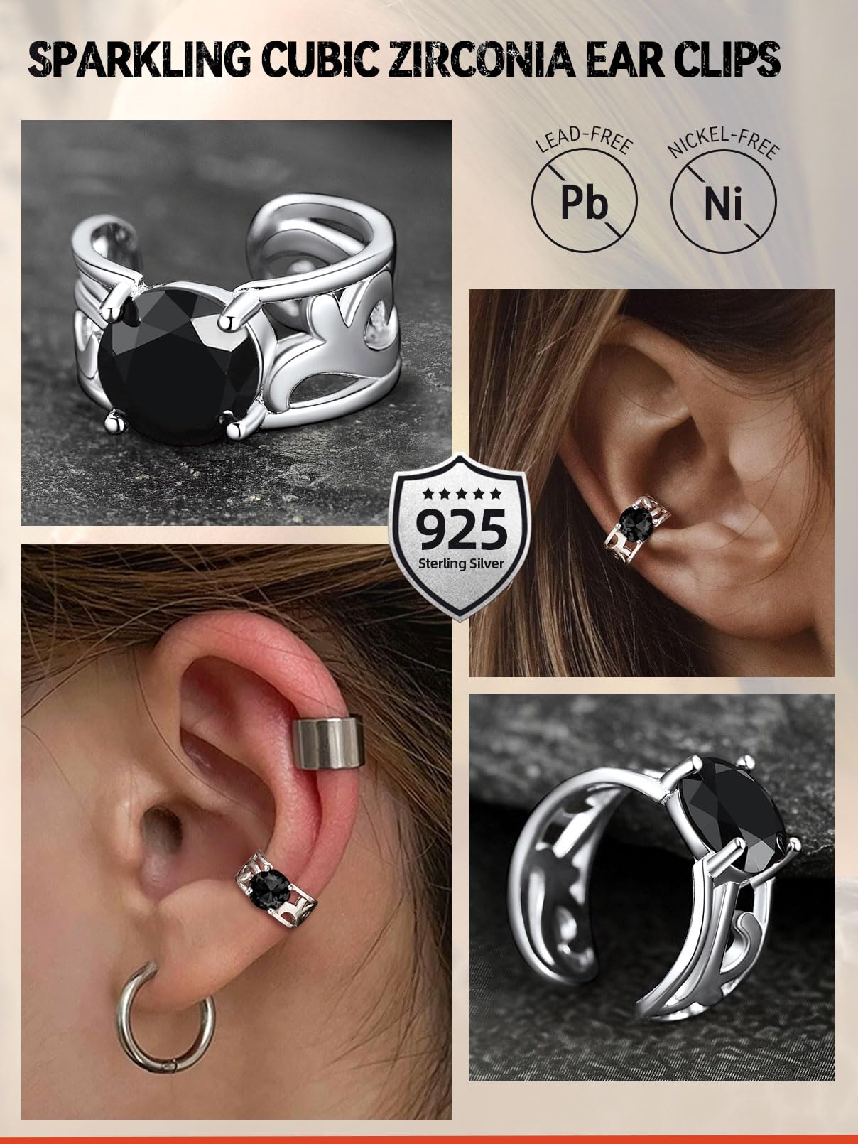 FaithHeart 925 Sterling Silver Ear Cuff Earrings for Women, Cute Punk Animals Ear Piercing Earrings for Non Pierced Ear, 1 Piece with Gift Box