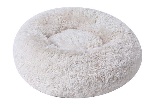Dog Bed Calming Cat and Dog Beds, 20 inches Beige Cat Bed, Black/Pink/Beige Puppy Bed,Original Calming Donut Cat and Dog Bed in Shag Fur– Machine Washable, Anti Slip Waterproof Bottom