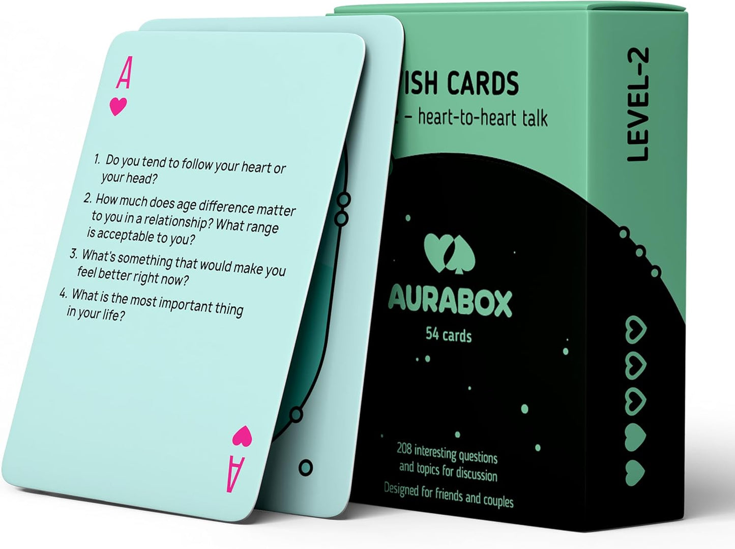 Couple Card Game for Date Nights & Travel - 54 Card and 208 Questions, Deep Talks, Interactive Poker Card Games for Adults, Friends, Couples, Men, Women, Boyfriend Gifts, Bride Gifts,Valentine's Gift