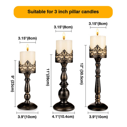 Black Vintage Candle Holder for Table Centerpiece Gothic Candle Stand Set