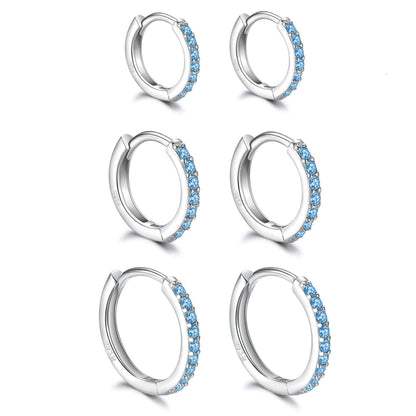 925 Sterling Silver Small Hoop Earrings Cubic Zirconia Huggie Hoop Earrings, 3 Pairs 14K White Gold Plated Cartilage Piercing Earrings Ear Cuff Tiny Hoop Earrings for Women Men