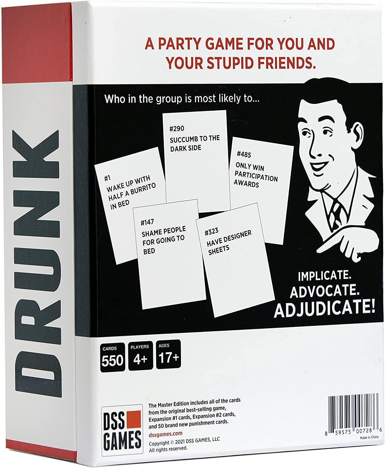 DSS Games Drunk Stoned or Stupid Master Edition | A Party Game for Friends | Party Card Games with 550 Prompt Cards | Fun Card Games for Adults Game Nights, Gatherings, & Parties | Ages 17 Up