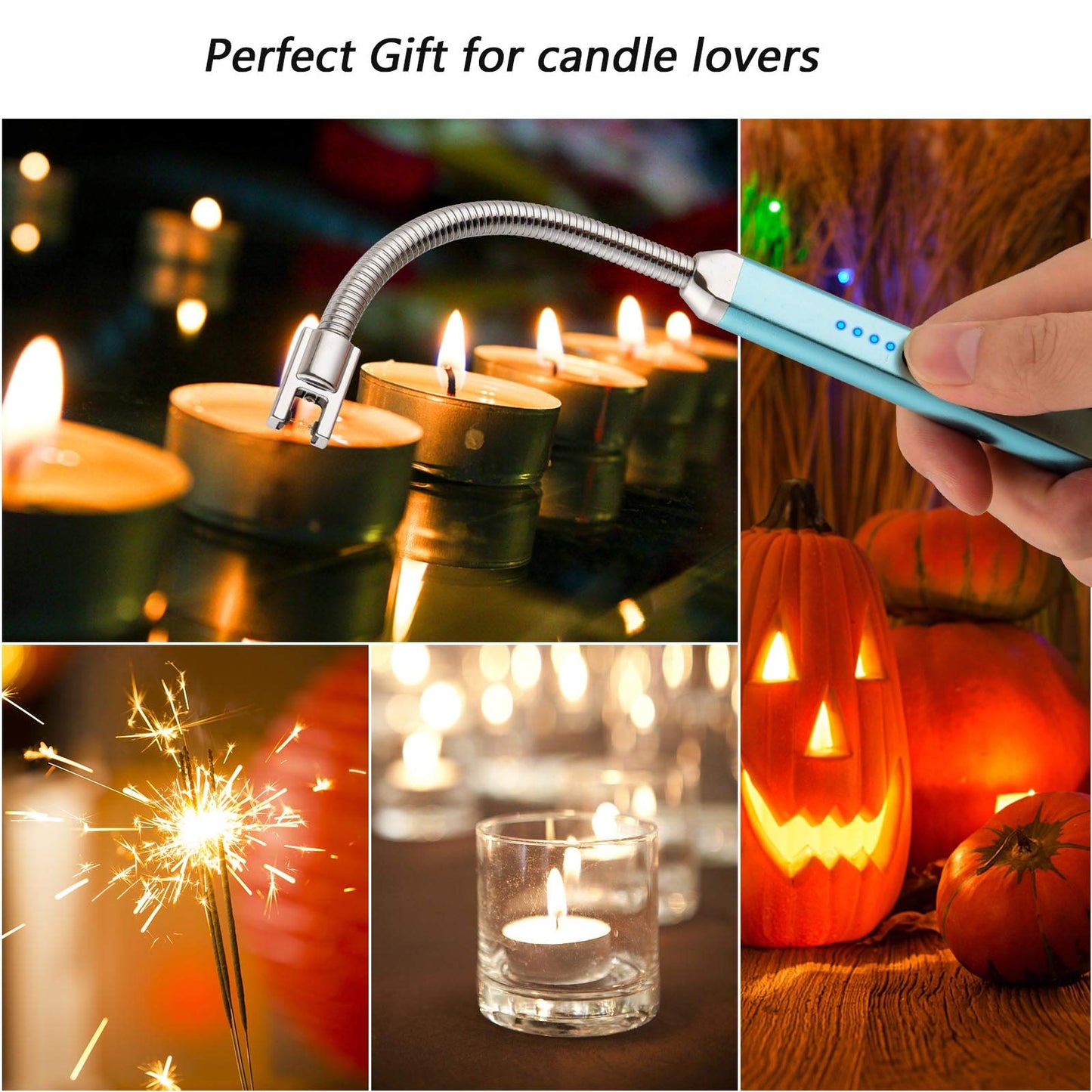 MEIRUBY Lighter Electric Candle Lighter Birthday Women's Day Gifts for Women Mom Wife Men, Long Electronic Rechargeable USB Lighter Arc Windproof Flameless Lighters for Candle Camping BBQ (Rose Gold)